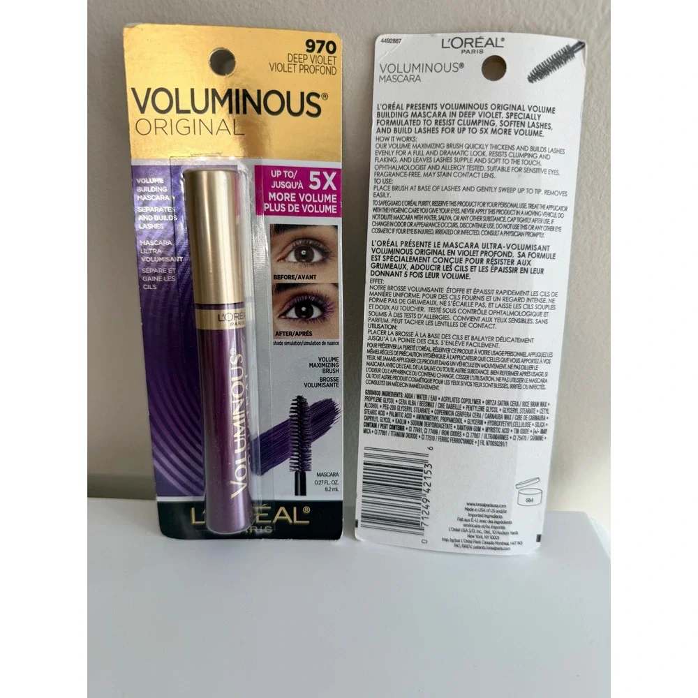 L'Oreal Voluminous Original Mascara Women 0.27oz Deep Violet 2pk 970 NEW NWT